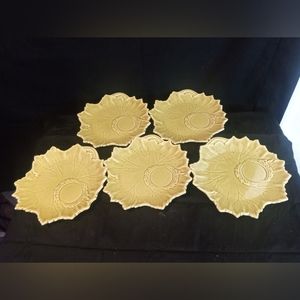 Vtg Lot Of 5 Steubenville Woodfield Golden Fawn Tea Toast Snack Plates Set